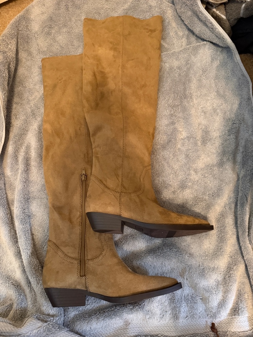 Over-the-Knee Suede Boots in Tan